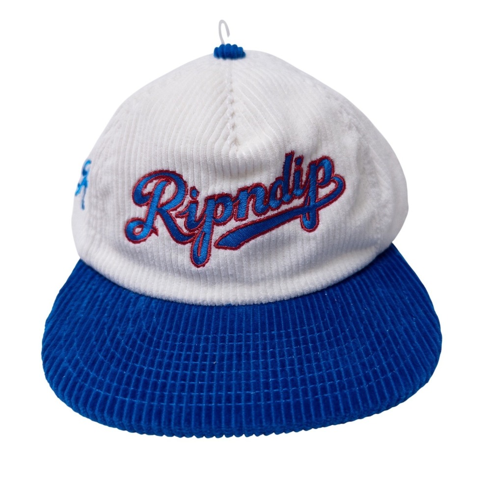 RIPNDIP Snapback Hat Unisex One Size White Blue Corduroy‎ Los Ricon